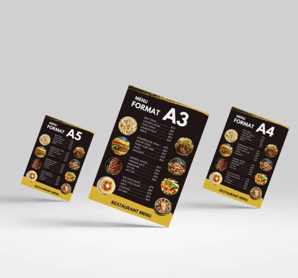 menu restaurant A4 menu restaurant A4